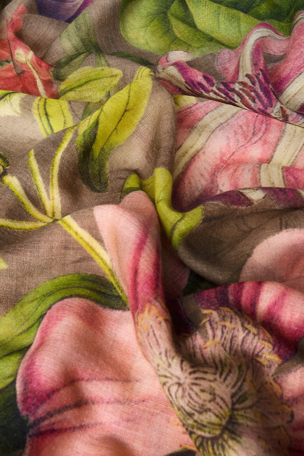 Powder UK Wool Wraparound Oversized Botanicals (Slate)- Scarves & Wraps