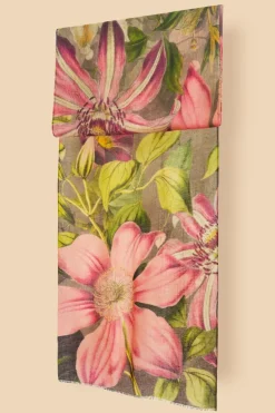 Powder UK Wool Wrap Oversized Botanicals Scarf (Slate)- Scarves & Wraps