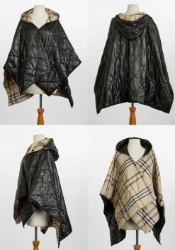 Puffer Rain Jacket (Black & Plaid)- Rainwear & Umbrellas