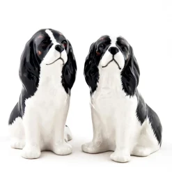 Quail Ceramics Cavalier King Charles Spaniel Tricolor Salt & Pepper Shakers- Quail Ceramics