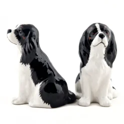 Quail Ceramics Cavalier King Charles Spaniel Tricolor Salt & Pepper Shakers- Quail Ceramics
