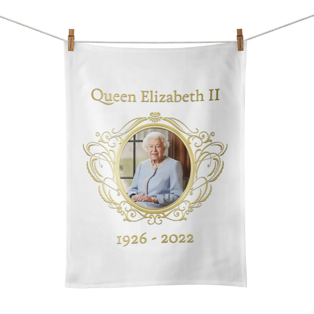 Queen Elizabeth II 1926–2022 Portrait Tea Towel- Souvenirs|Cultural Icons