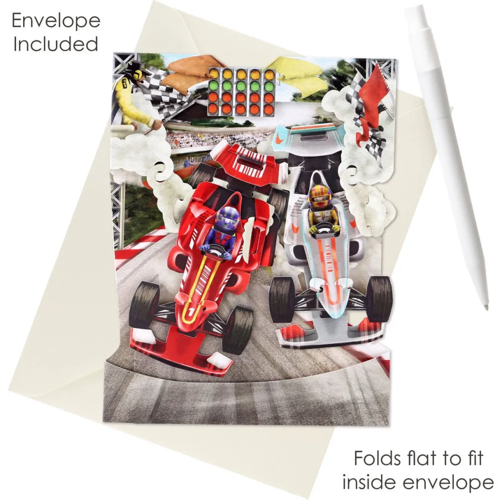Racing Cars Swing Card- Greeting Cards