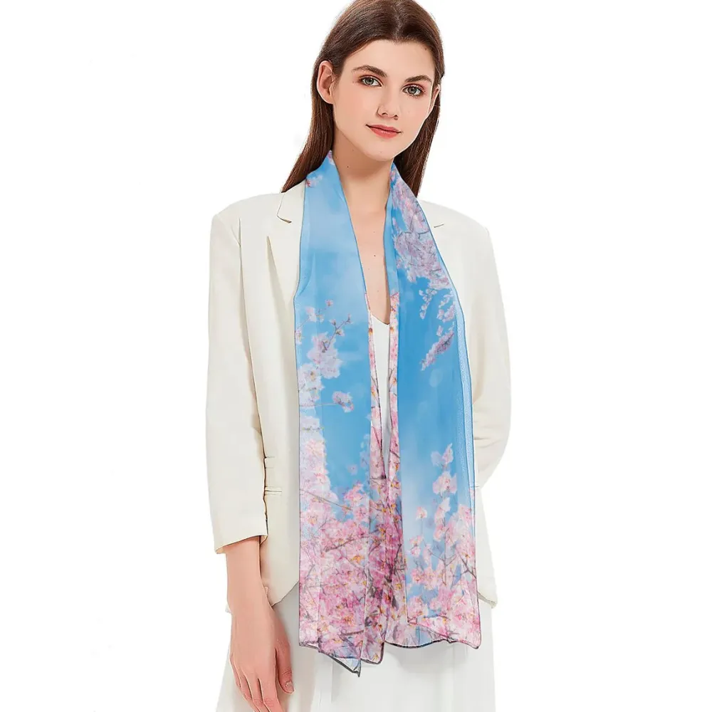 RainCaper Cherry Blossoms Sheer Scarf- Scarves & Wraps