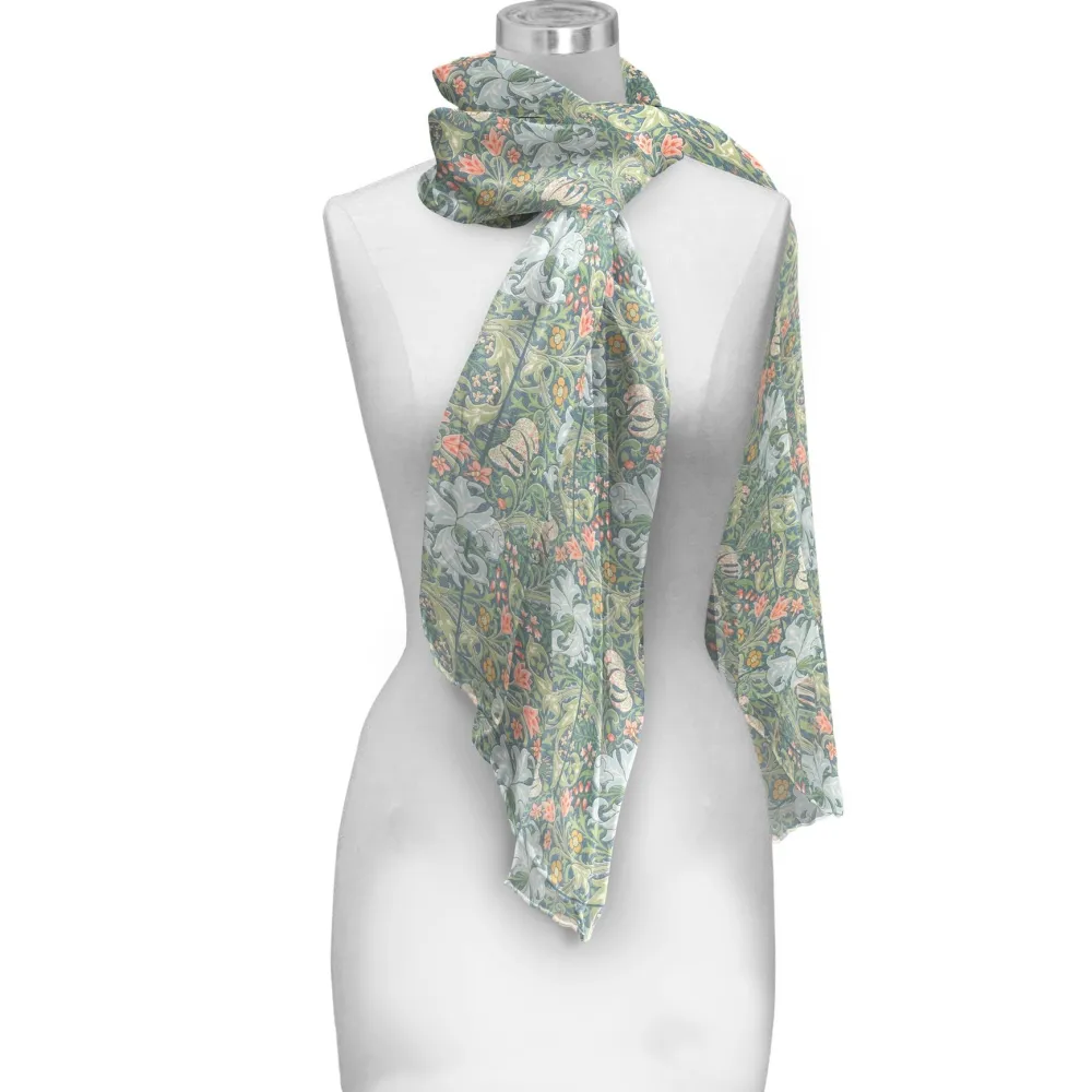 RainCaper William Morris "Golden Lily" Sheer Scarf- Scarves & Wraps