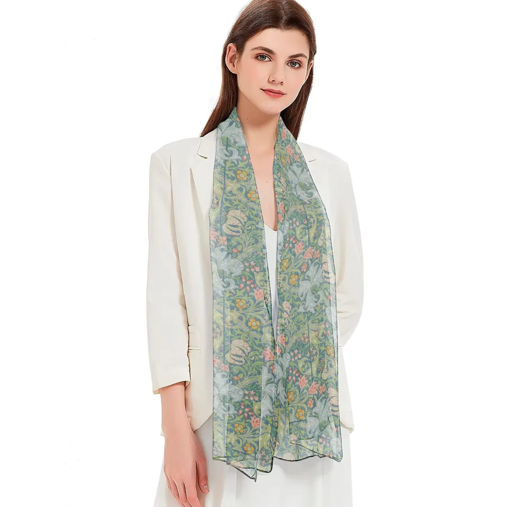 RainCaper William Morris "Golden Lily" Sheer Scarf- Scarves & Wraps