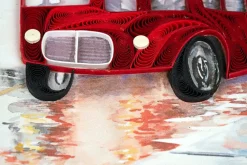 Red Double-Decker Bus Quilled Greeting Card- Greeting Cards