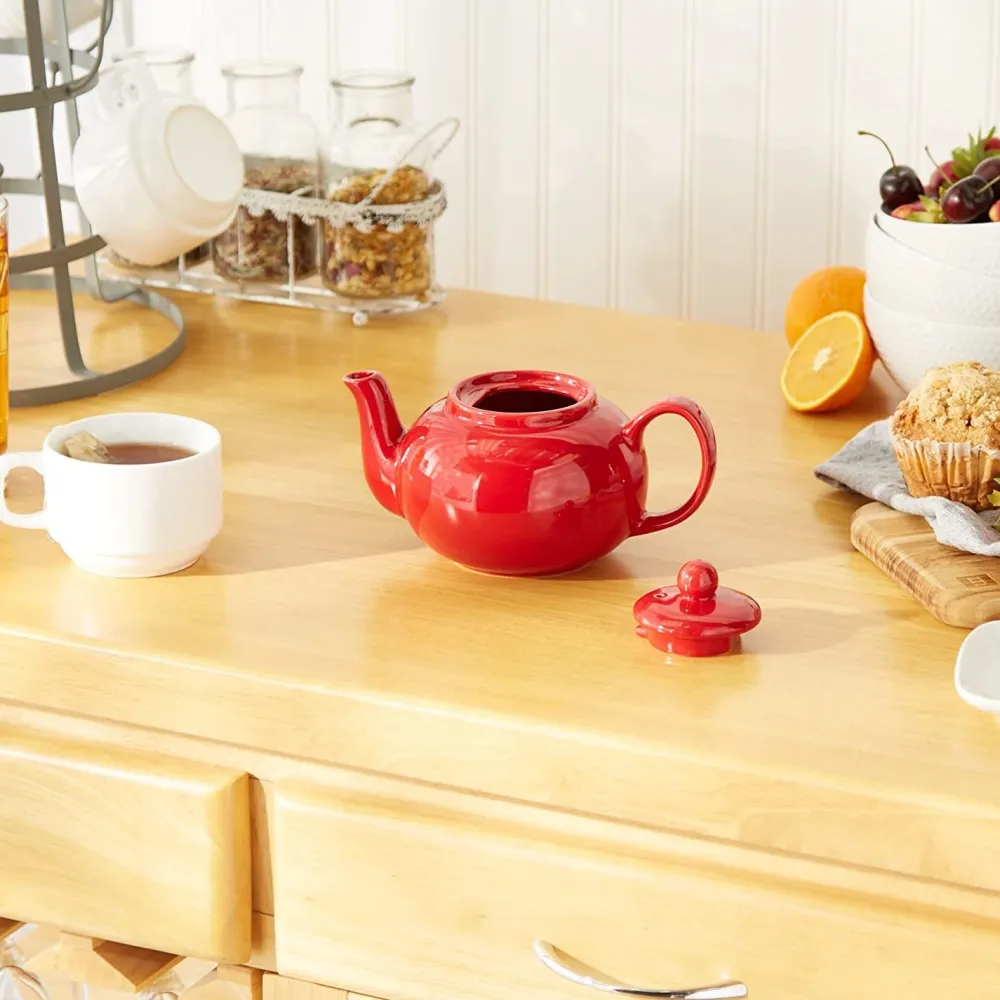 Red Stoneware Teapot- Teapots