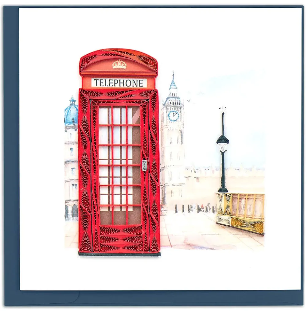 Red Telephone Booth Quilled Greeting Card- Greeting Cards