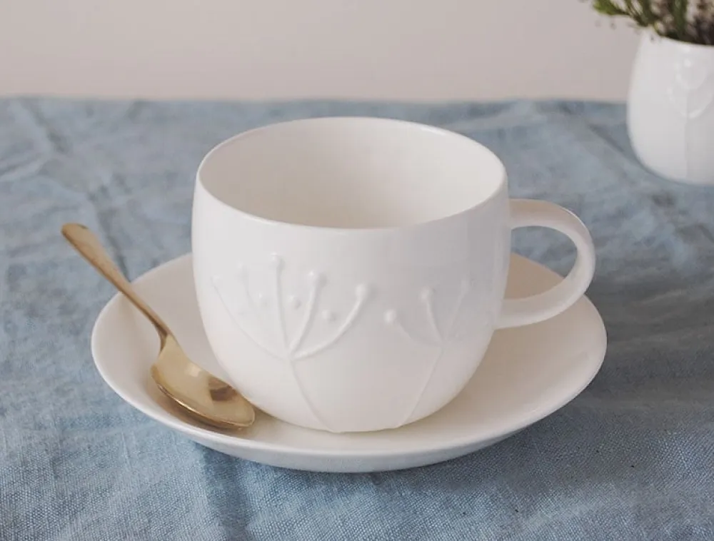 Repeat Repeat Plum Sprig Teacup & Saucer- Teacups & Saucers