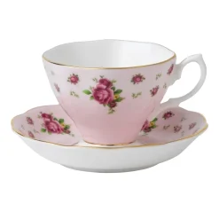 Royal Albert New Country Roses Pink Teacup & Saucer- Teacups & Saucers