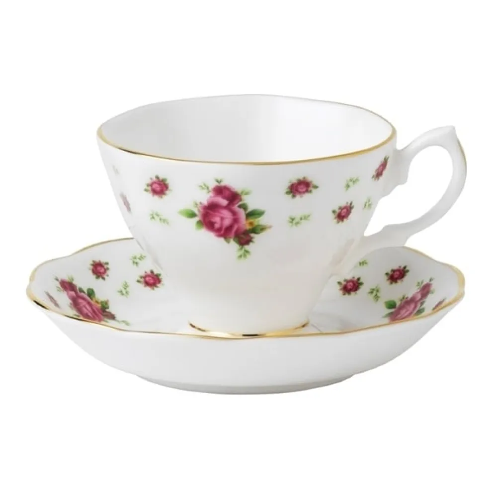 Royal Albert New Country Roses White Teacup & Saucer- Teacups & Saucers
