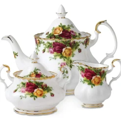 Royal Albert Old Country Roses Teapot, Cream & Sugar Set- Creamers & Sugar Bowls|Teapots