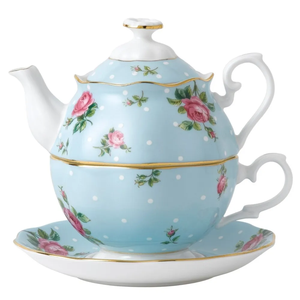 Royal Albert Polka Blue Tea for One 500ml 16.9floz- Tea For One|Teapots
