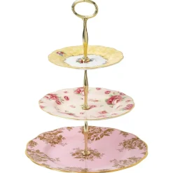 Royal Albert 100 Years of 3 Tier Cake Stand (Bouquet, Rose Blush & Golden Rose)- Serving Plates