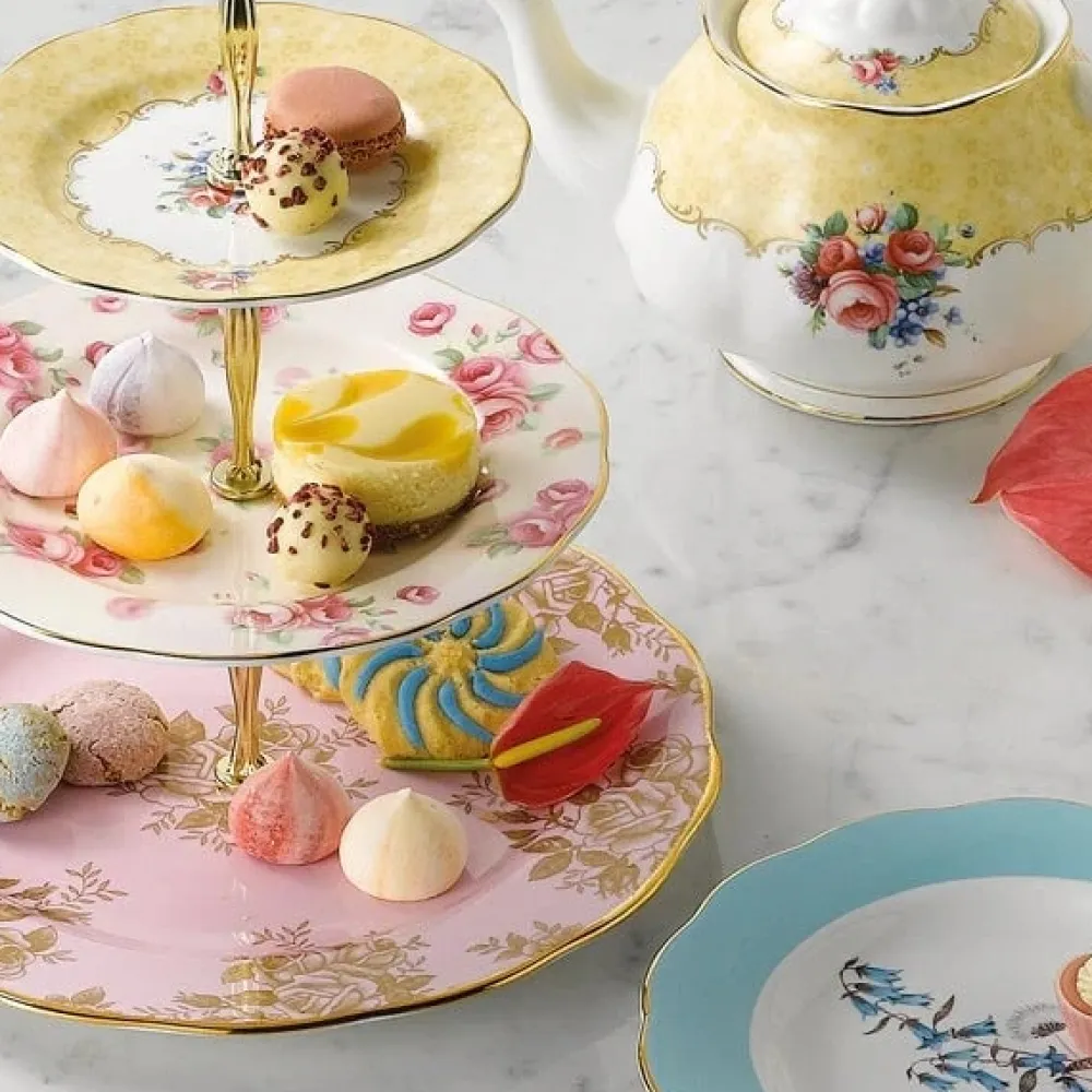 Royal Albert 100 Years of 3 Tier Cake Stand (Bouquet, Rose Blush & Golden Rose)- Serving Plates