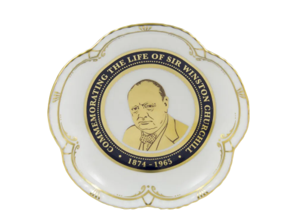 Royal Crown Derby Commemorative Winston Churchill Small Plate- Cultural Icons|Royal Crown Derby China