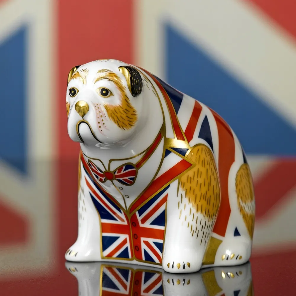 Royal Crown Derby Union Jack Bulldog Paperweight- Home Accents|Royal Crown Derby Figurines