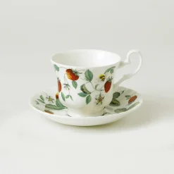 Roy Kirkham Alpine Strawberry Teacup & Saucer- Teacups & Saucers