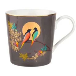 Sara Miller London Sara Miller Chelsea Collection Dark Grey Birds Mug- Assorted Mugs