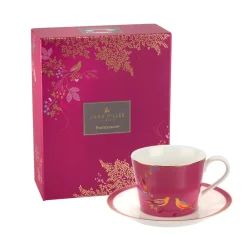 Sara Miller London Sara Miller Chelsea Collection Pink Birds Teacup & Saucer- Teacups & Saucers