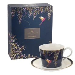 Sara Miller London Sara Miller Chelsea Collection Navy Birds Teacup & Saucer- Teacups & Saucers