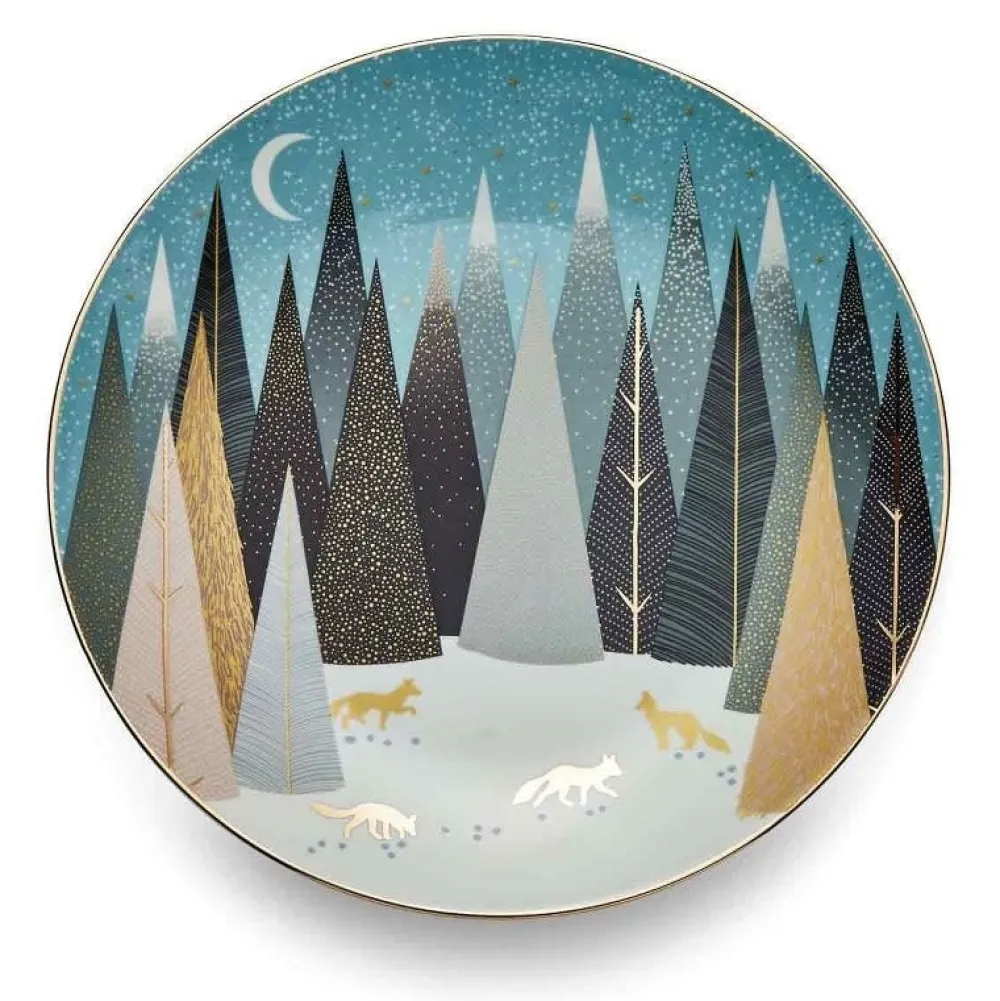 Sara Miller London Sara Miller Frosted Pines Dessert Plate (Foxes)- Tea Plates