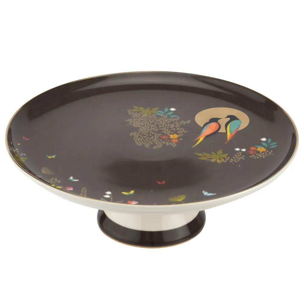 Sara Miller London Sara Miller Chelsea Collection Dark Grey Footed Cake Plate- Serving Plates