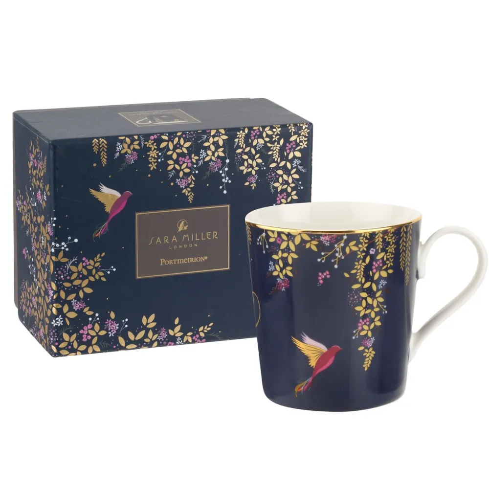 Sara Miller London Sara Miller Chelsea Collection Navy Birds Mug- Assorted Mugs