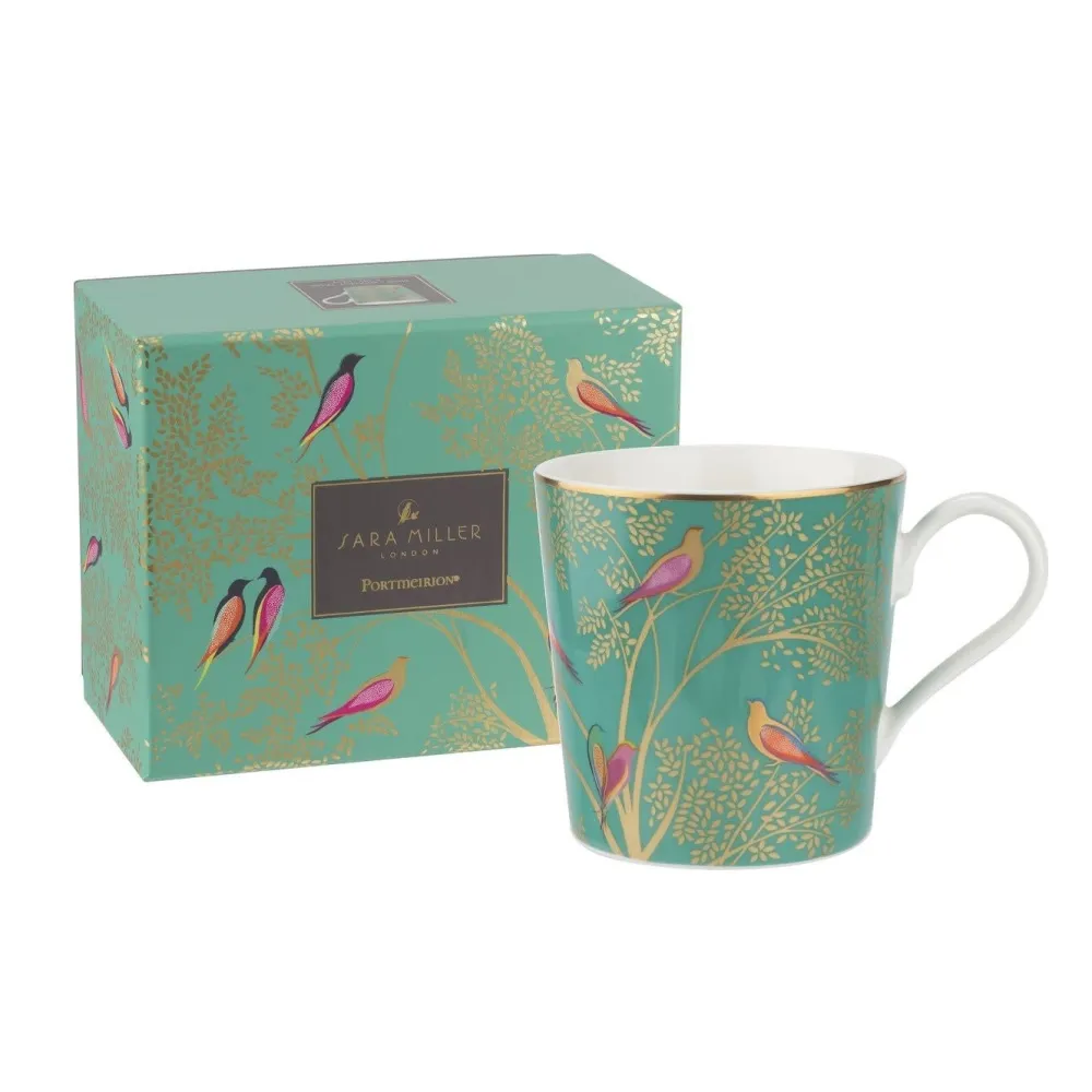 Sara Miller London Sara Miller Chelsea Collection Green Birds Mug- Assorted Mugs