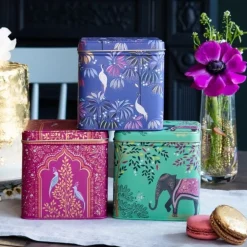 Sara Miller London Sara Miller India Square Caddies Set- Decorative Tins|Tea Tins & Storage Jars