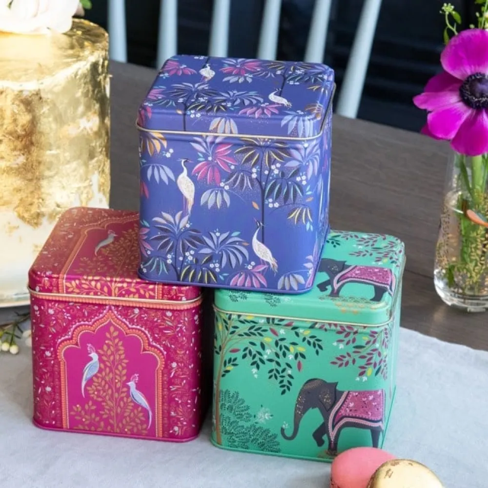 Sara Miller London Sara Miller India Square Caddies Set- Decorative Tins|Tea Tins & Storage Jars
