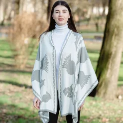 Scottish Thistle Shawl (Grey)- Scarves & Wraps