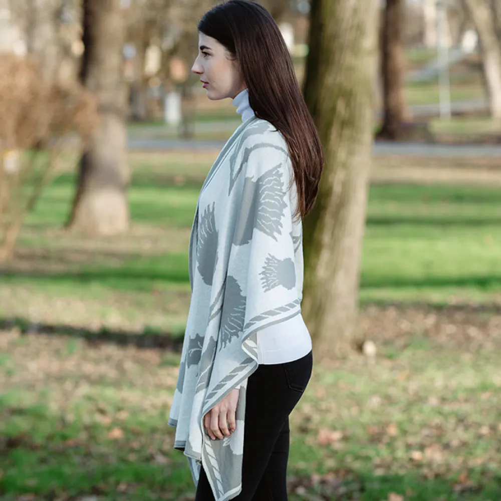 Scottish Thistle Shawl (Grey)- Scarves & Wraps