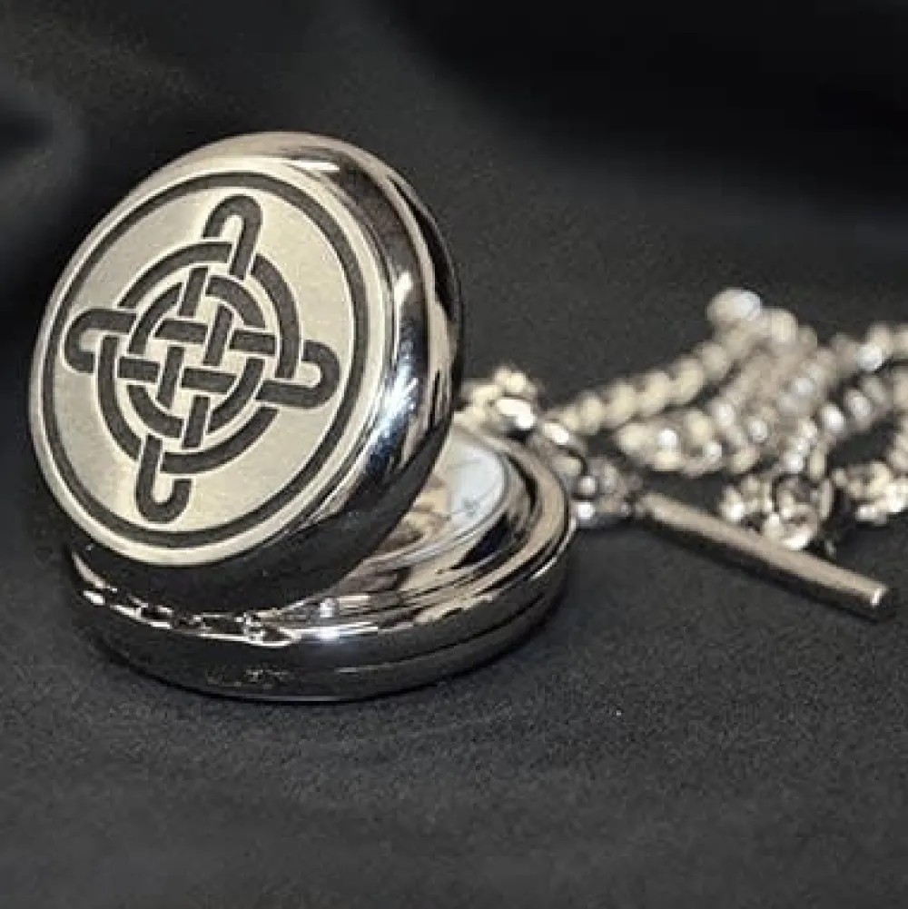 Sgian Dubh Co. Celtic Knot Mechanical Pocket Watch- Pewter Gifts & Jewelry