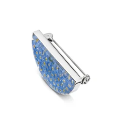 Shrieking Violet Forget-Me-Not Half Moon Silver Brooch- Pins & Brooches