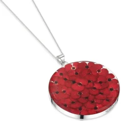 Shrieking Violet Poppy Full Moon Silver Pendant Necklace- Necklaces & Pendants