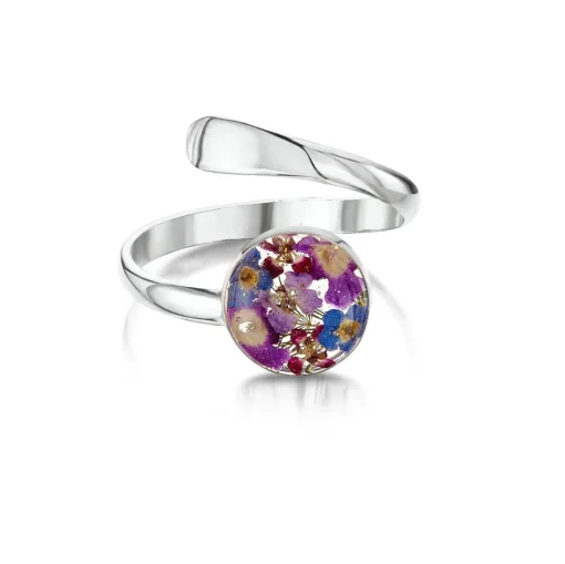 Shrieking Violet Purple Haze Round Silver Ring- Rings
