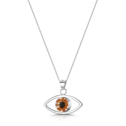 Shrieking Violet Sunflower Lucky Eye Silver Pendant Necklace- Necklaces & Pendants