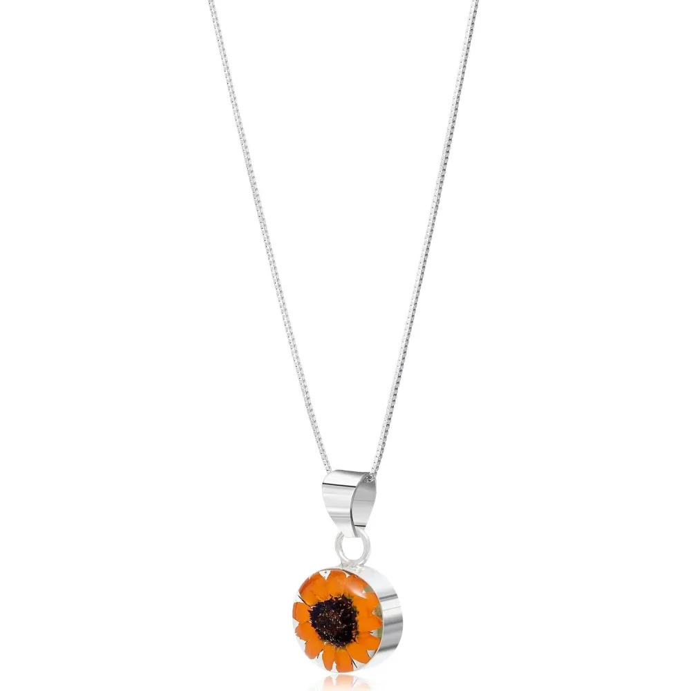 Shrieking Violet Sunflower Round Silver Pendant Necklace- Necklaces & Pendants