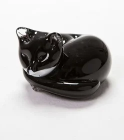 Small Cat at Rest Glass Figurine- Langham Glass
