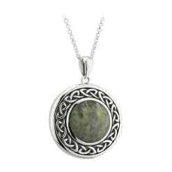Solvar Connemara Marble Round Celtic Pendant Necklace- Necklaces & Pendants