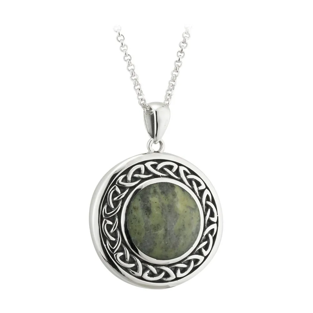 Solvar Connemara Marble Round Celtic Pendant Necklace- Necklaces & Pendants