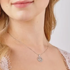 Solvar Round Trinity Knot Sterling Silver & Cubic Zirconia Pendant Necklace- Necklaces & Pendants