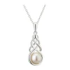 Solvar Silver & Freshwater Pearl Celtic Knot Pendant Necklace- Necklaces & Pendants