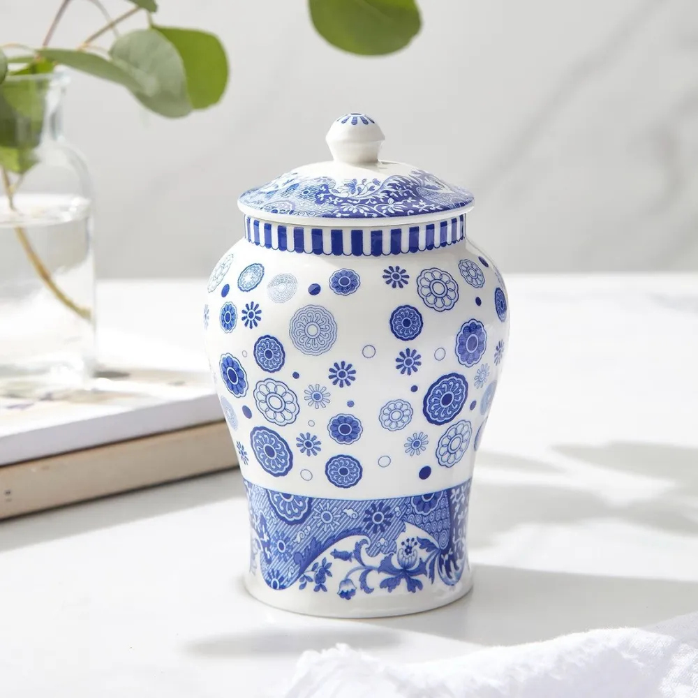 Spode Blue Italian Brocato Mini Vase- Vases