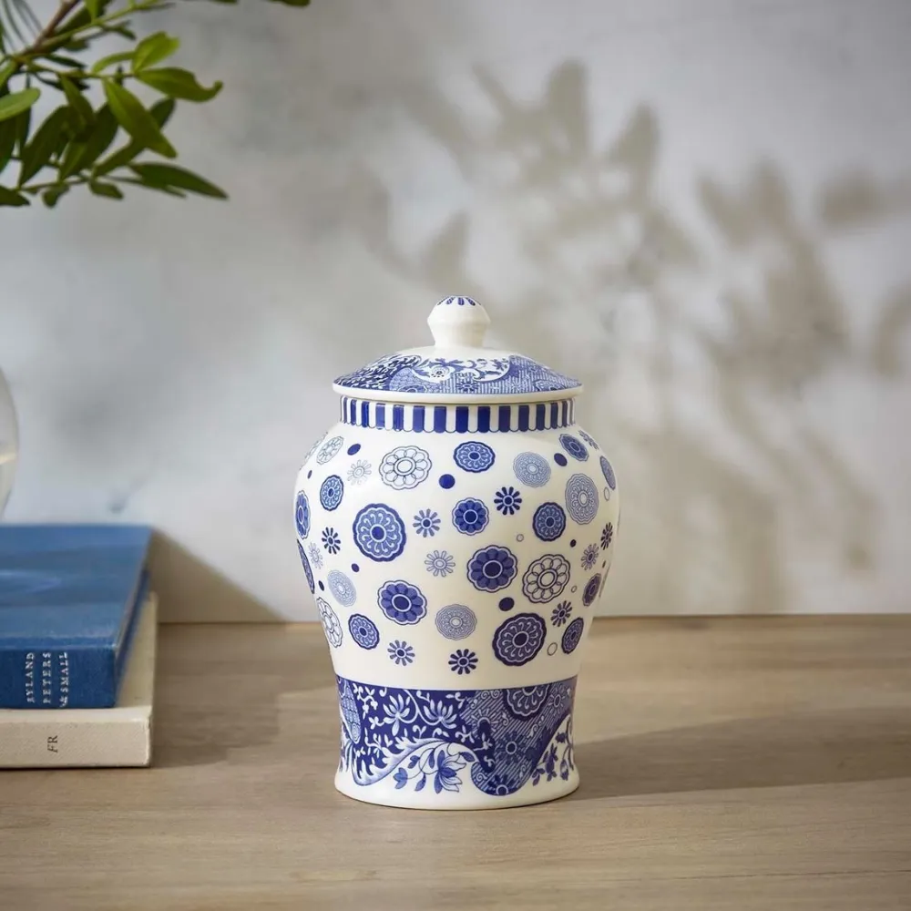 Spode Blue Italian Brocato Mini Vase- Vases