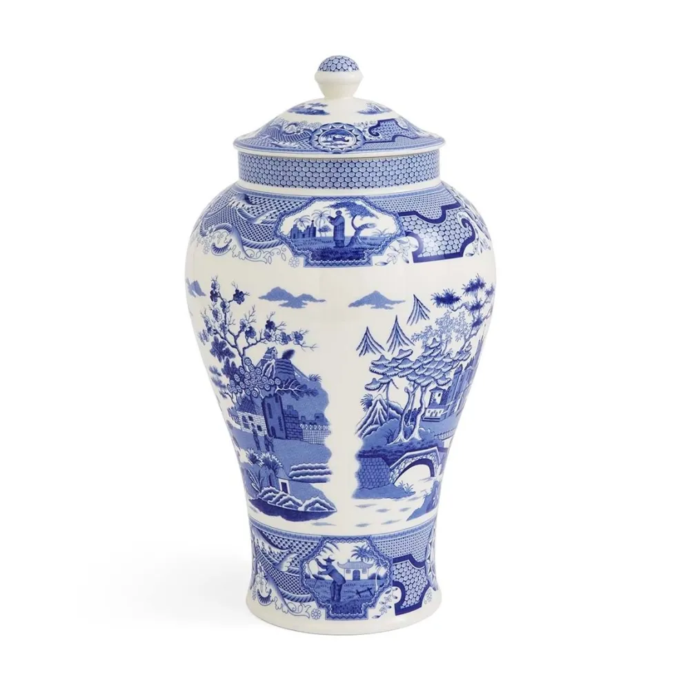 Spode Blue Italian Gothic Castle Vase- Vases