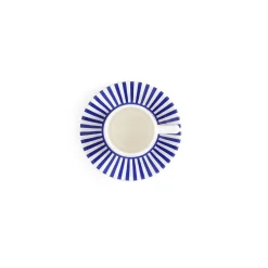 Spode Blue Italian Steccato Bold Stripe Espresso Cup & Saucer- Teacups & Saucers