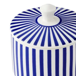 Spode Blue Italian Steccato Covered Sugar Bowl- Creamers & Sugar Bowls